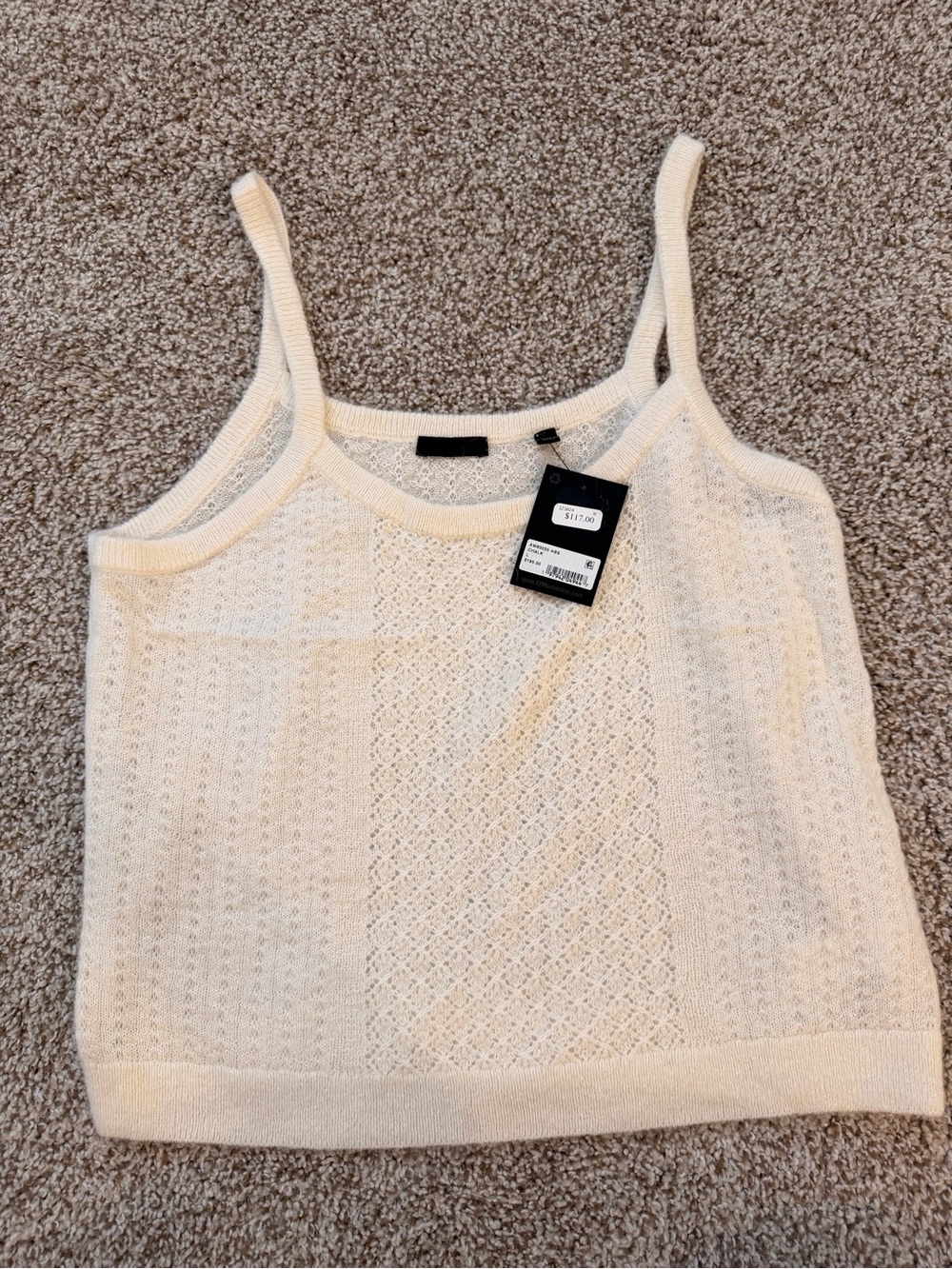 NWT Cream Open Knit Sweater Tank | Soft Lightweight Knit | Size L